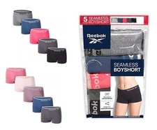 NEW OPEN PACK WOMENS REEBOK 5PK PERFORMANCE SEAMLESS BOYSHORT UNDERWEAR VARIETY