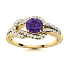 Sterling Silver Natural Amethyst Solitaire with Accents Anniversary Ring