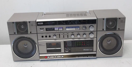 Vintage 80's Aiwa CA-100 Boombox Portable Stereo VIDEO LOOK Sounds Great !