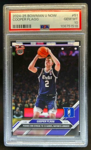 2024-25 Bowman University Now Cooper Flagg #51 Blue Devils PSA 10