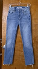 Frank  Eileen Derry Illusion Light Blue Jeans Stretch Raw Ankle Hem Sz 25