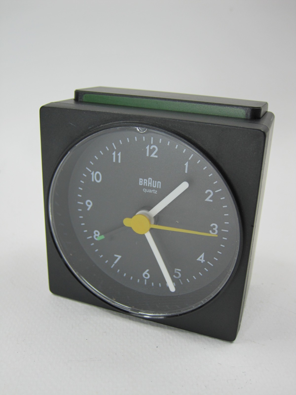Vintage Braun Black Quartz Travel Alarm Analog Clock Type 4746/AB1