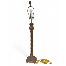 Faux Bamboo Table Lamp British Colonial Style Pineapple Finial Brown 35” 