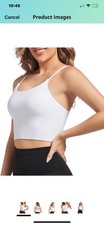 Women's Adjustable Strap Sports Bra Longline Padded Crop Tank Active Tops Large