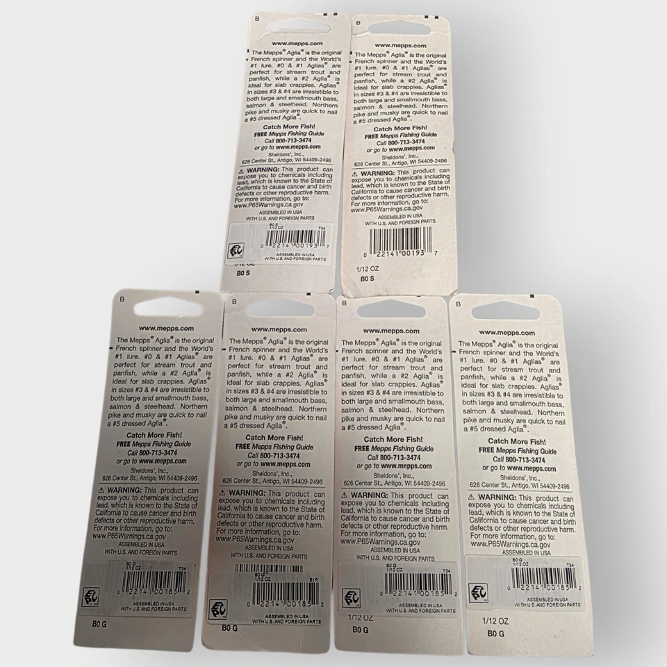 LOTE DE 6 Mepps Aglia Spinner - 1/12 oz.- 4 Oro - 2 PLATA NUEVO Sellado  Foto 2 de 3