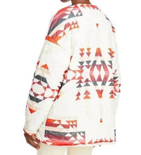 NWT Pendleton X Aqua Ivory/Spice/Red QUILTED/FLEECE GEO AZTEC REVERSIBLE Coat M