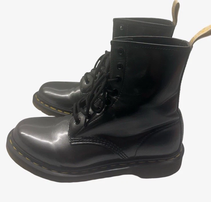 Botas de Combate Dr Martens Mujer Talla 9 1460 Veganas Cromo Gris Metálico Raras Foto 3 de 4