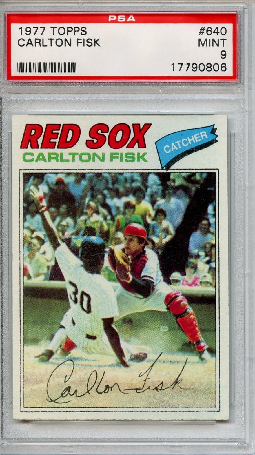 1977 Topps #640 Carlton Fisk Boston Red Sox PSA 9 MINT