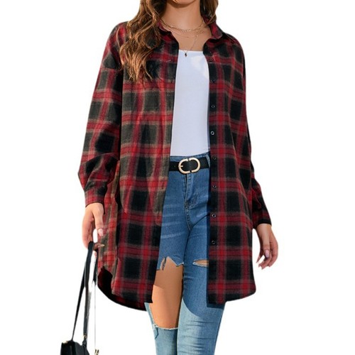 Vintage Plaid Shirt Jacket for Women Perfect for Shopping and Gatherings - Picture 16 of 96