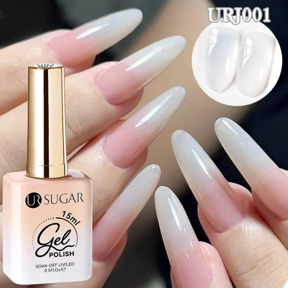 UV Nagellack Milchig Weiß Gel Transparent Jelly Milky White 15ml LED Soak Off Ma - Bild 3 von 4