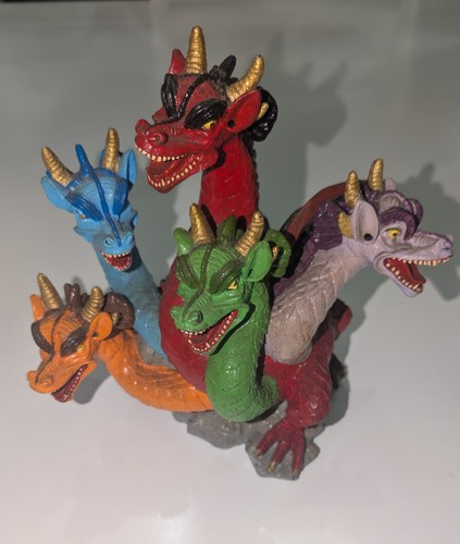 Vtg Hydra Five-Headed Smoke Breathing Dragon Incense Burner D&D Tiamat Painted