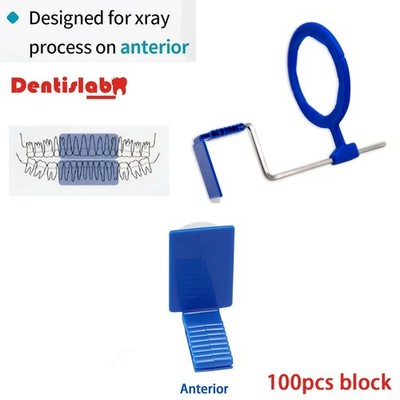 100pcs Dental X-ray Sensor Holder Anterior Positioning System self-adhesive Blue