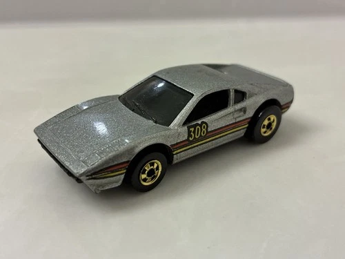 Vintage 1982 Hot Wheels Hot Ones Silver Ferrari Racebait 308 Hong Kong Base