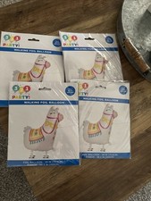 "Lote de 4 globos de helio de lámina para caminar llama 29"" pulgadas con cinta 321 fiesta nuevo en paquete"