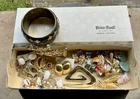 Box Full of Vintage Costume Some Signed Jewelry Lot