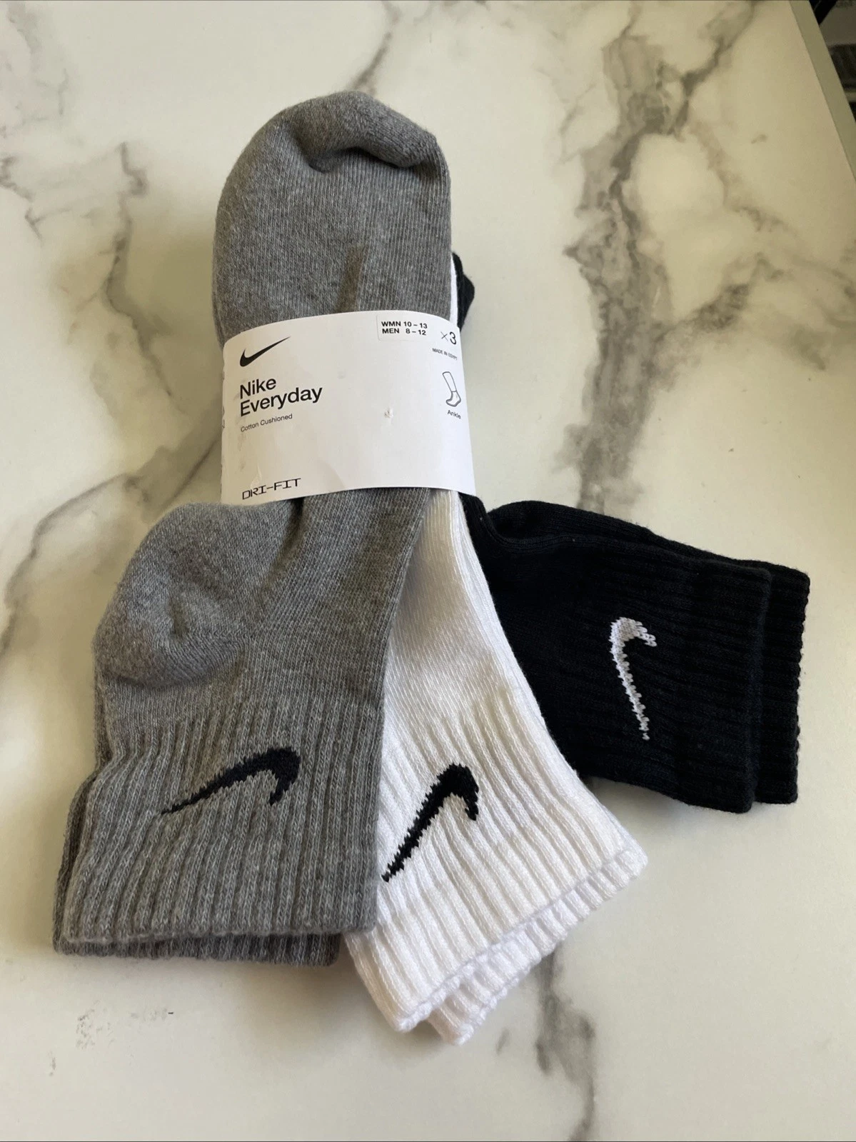 New Nike Men's 3 Pack Designer Athletic Sports Casual Gym Ankle Socks Mixed