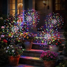 4×200 LED Solar Firework Lights Outdoor Garden Waterproof Path Lawn Decor Lamp