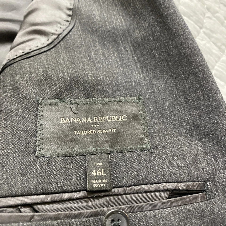 Banana Republic Suit Mens 46L 38x32 Tailored Slim Fit Blazer Pants Set Formal - Image 4 of 4