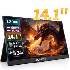 14.1 Inch Portable Monitor HGFRTEE 1200P IPS 60Hz 3ms Display USB-C HDMI Travel
