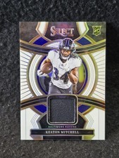 2023 Panini Select - Rookie Swatches Keaton Mitchell #RSW-KMI White Prizm /75 RC