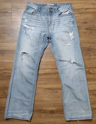 BKE Buckle Denim Tyler Jeans Distressed Straight Leg Heavy Triple Stitch