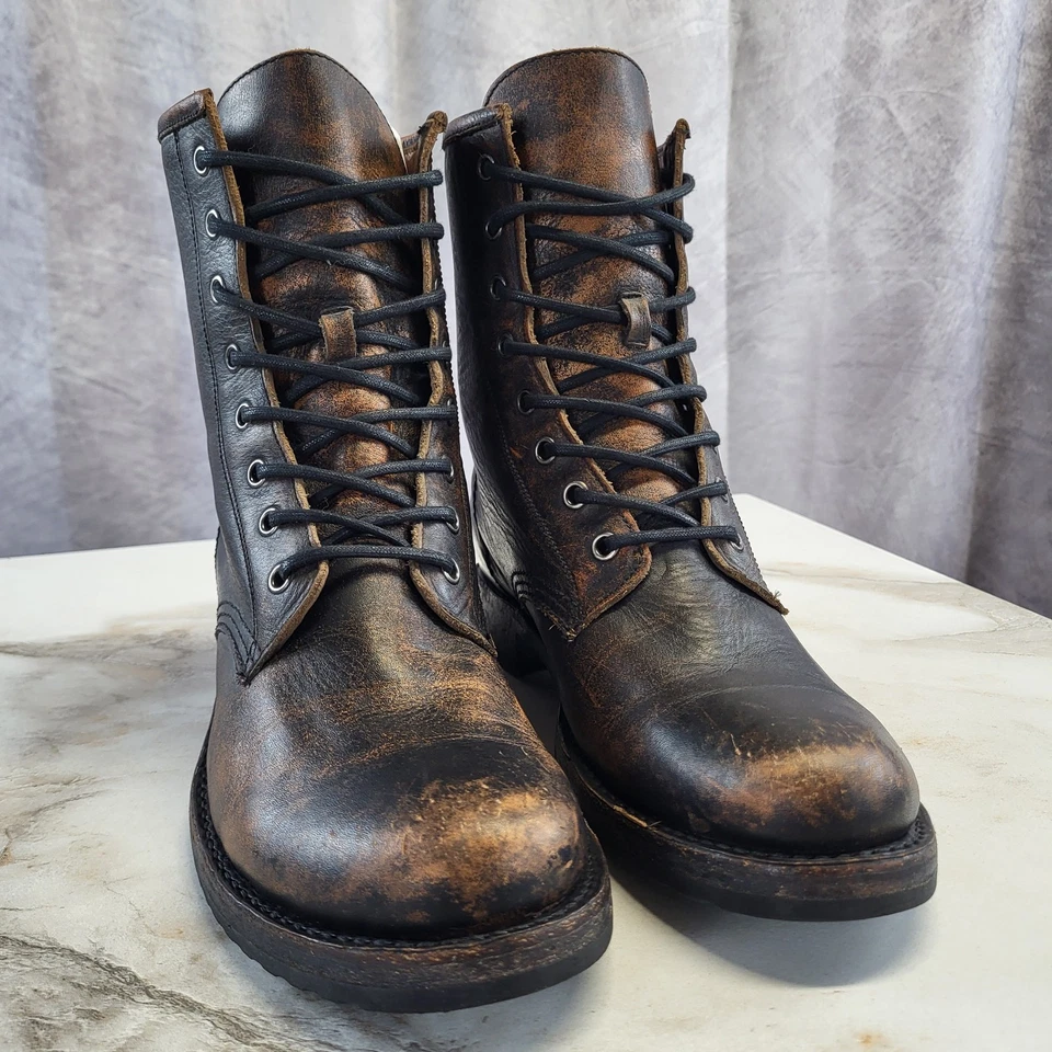 Frye Veronica Combat Boots Women's Size 10 B Brown/Black Distressed Burnished - Image 3 of 4