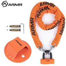 1.5M OXFORD ARMR HD Motorcycle Chain Lock + Ground Anchor Orange ARM104 ...