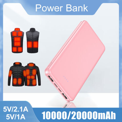 10000/20000mAh Battery Pack for Heated Vest Jacket Pants Scarf USB Power Bank US - Afbeelding 1 van 20