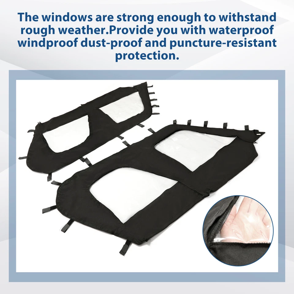 Juego de cerramientos de cabina de puertas blandas para modelos UTV Kawasaki Teryx4 2012-2022 de 4 asientos Foto 2 de 4