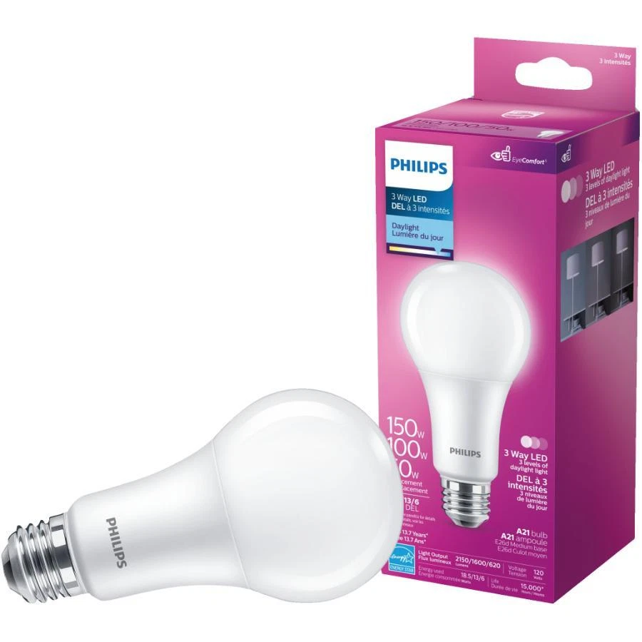 6W 13W 18.5W A21 Medium Base Daylight LED Tri light Bulb