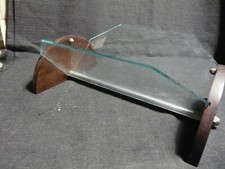 ancien plateau-corbeille à fruits bois verre et métal, années 50