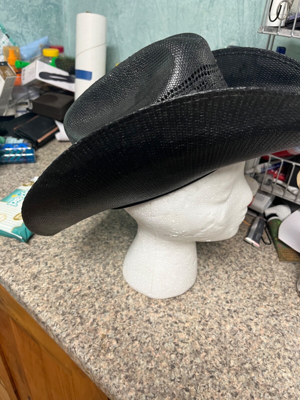 Justin Black Straw Cowboy Hat 20X Cutter Gem