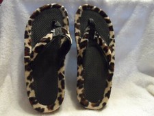Black leopard thong flip flop sandals size 7/8M from Sank