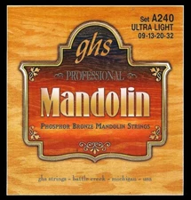 GHS A240 Phosphor Bronze Mandolin Strings Ultra Light gauges 9-13-20-32