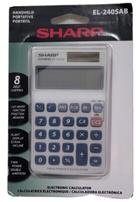 Sharp EL240SAB Handheld Business Calculator 8-Digit LCD