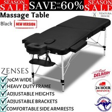 Zenses Massage Table 70cm Portable 2 Fold Aluminium Beauty Bed Black Adjustable