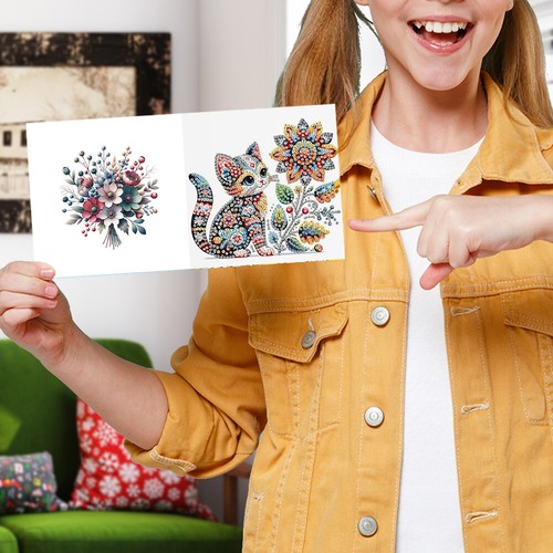 6pcs Mandala Kätzchen Diy Diamond Malerei Grußkarte mit Umschlag für Freund - Bild 10 von 12