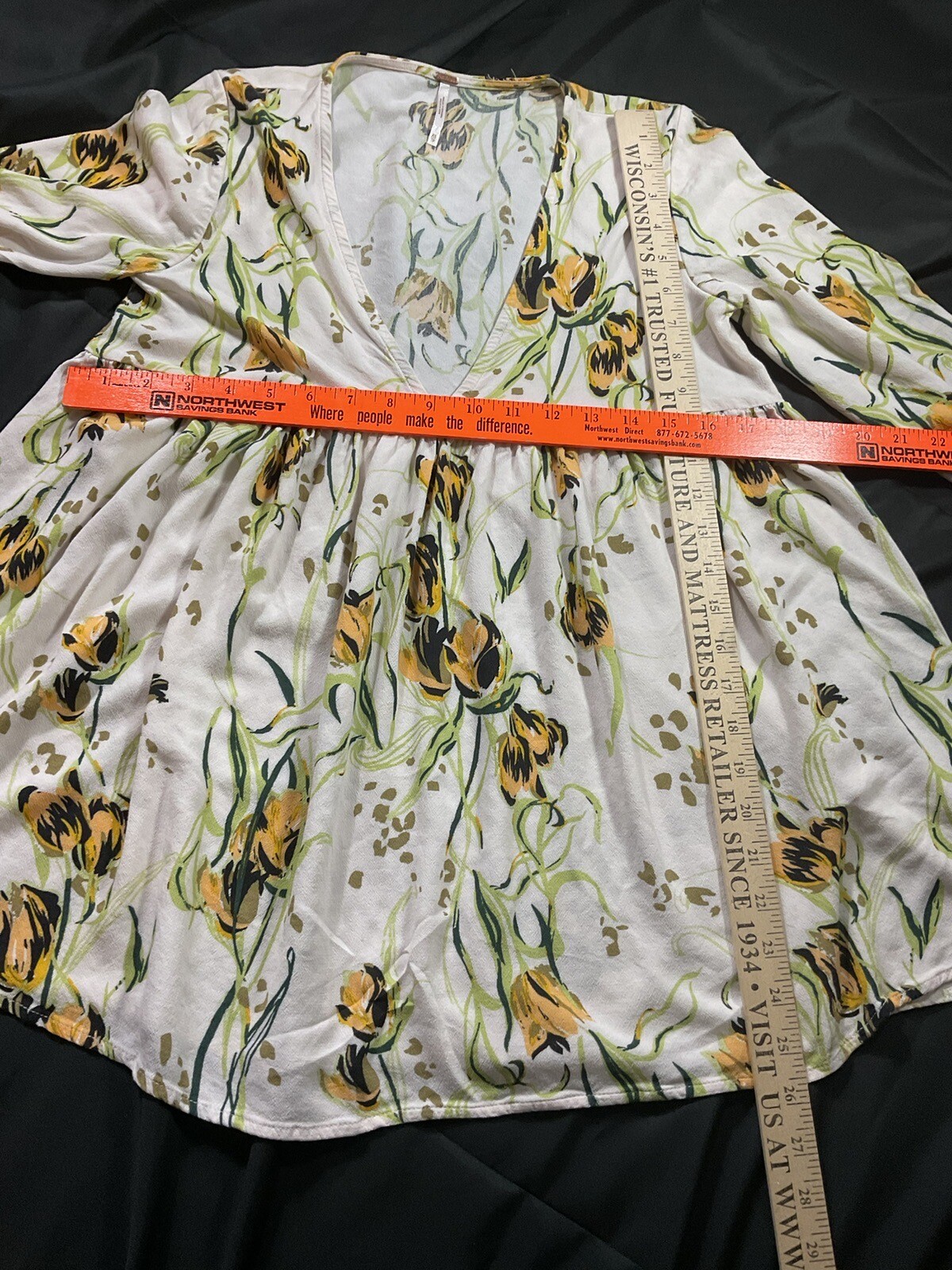 Free People Floral Empire Waist Pheasant Blouse Top Or Dress Size XS