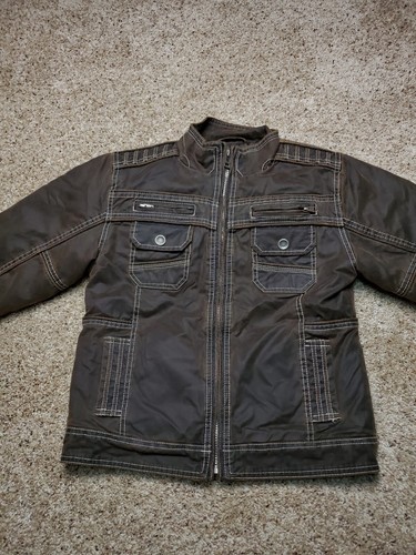 Buckle BKE Antique Jacket Medium Boys Brown Full Zip Pockets Western Fatigue - Picture 3 of 10