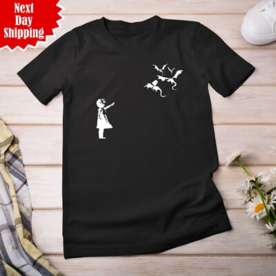 Dragon Banksy T-Shirt cool bedruckt lustig Kunst Design Unisex Erwachsene Rundhals Top