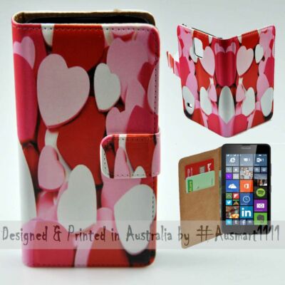 For Nokia Series - Heart Love Beads Theme Print Wallet Mobile Phone Case Cover