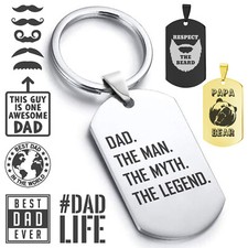 Stainless Steel Special Greatest Dad Father's Day Love Dog Tag Keychain Ring