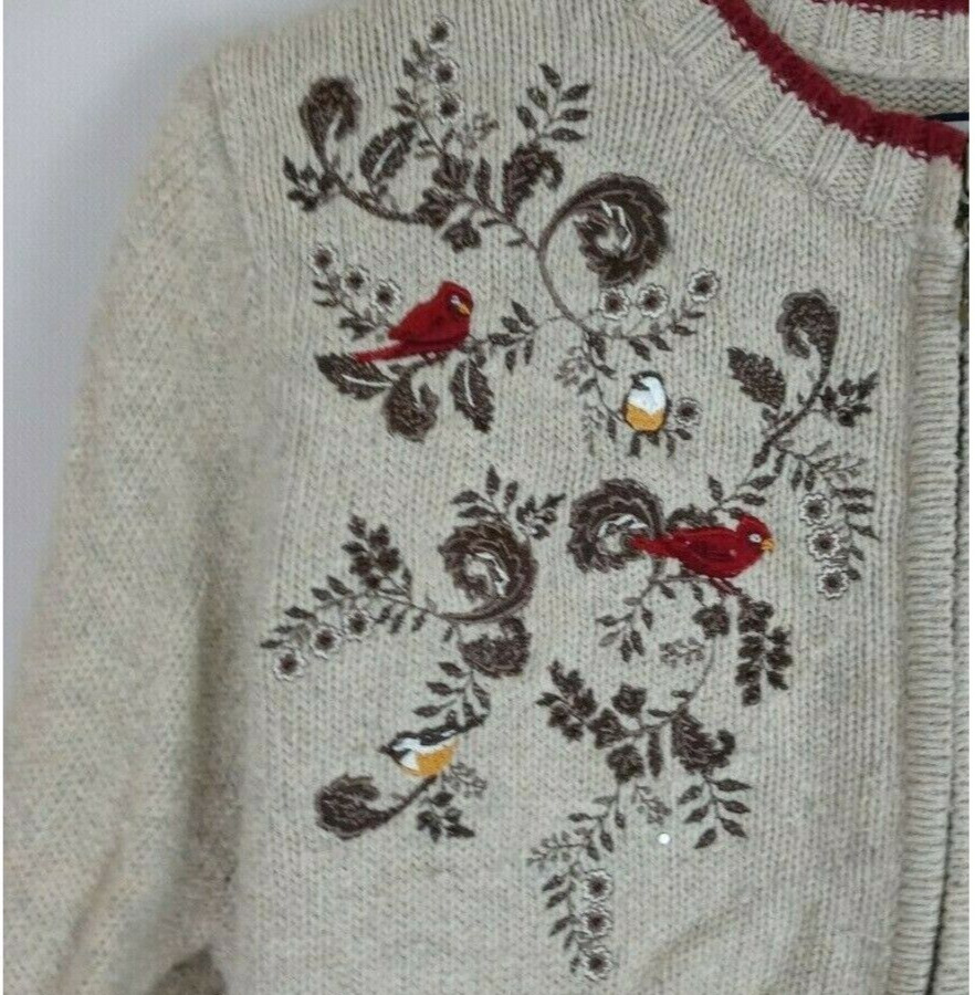 Croft And Barrow Cardigan Sweater With Birds Desi… - image 3