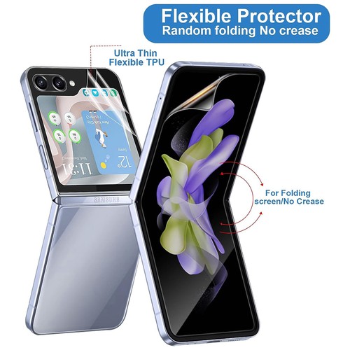 For Samsung Galaxy Z Flip5 Inside + Front Screen Protector Full Body Film 2 Pack - Picture 2 of 7