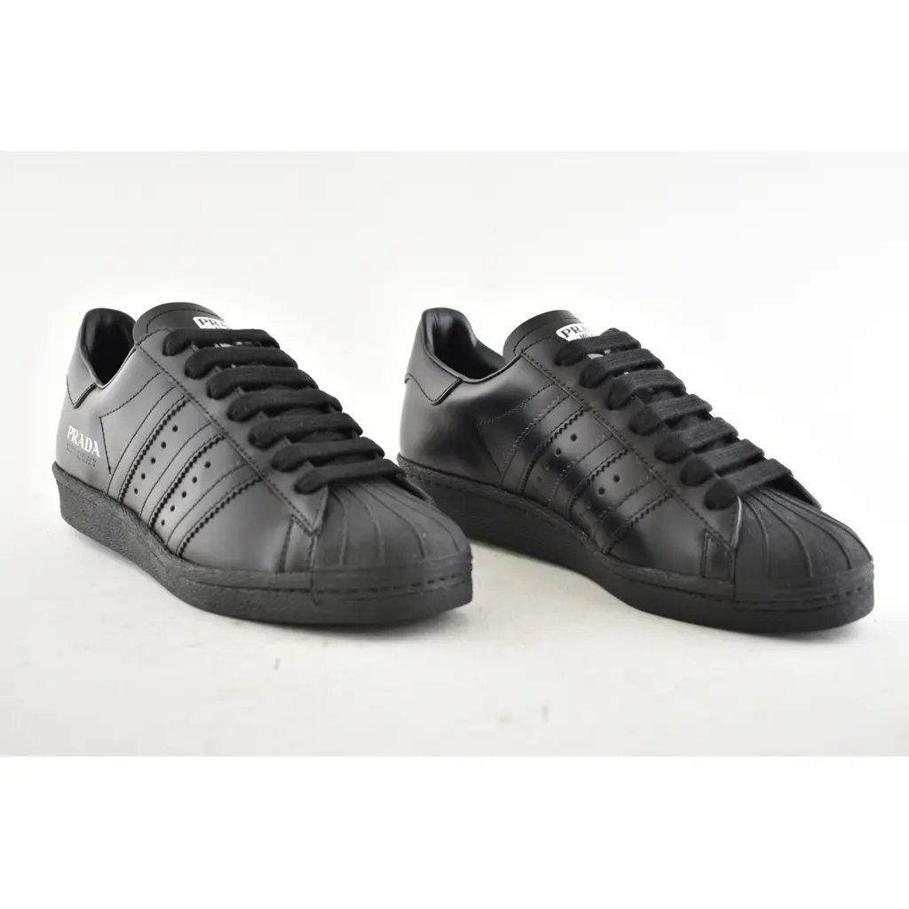 Prada x Adidas Superstar Black Low Top Flat Trainer Sneaker Mens 4 Women 6  6.5 7 | eBay
