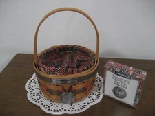 1997 LONGABERGER INAUGURAL  BASKET,  FLAG  FABRIC, TIE-ON - Look!!
