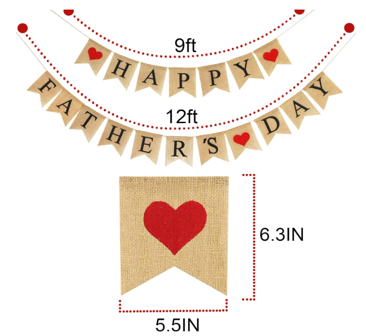 Rustic "We Love Dad" Burlap Garland Banner - Father's Day Decor For Classroom, Office, Home Party (Pre-Assembled)
