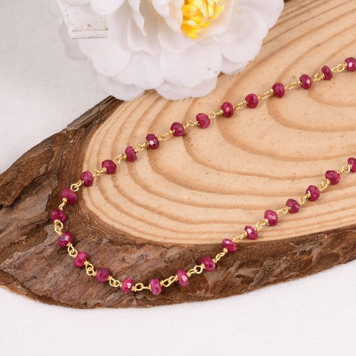 Multi Natural Ruby Beaded Necklace Beautiful Multi Red Bead Necklace Gem Beads - Picture 4 of 10