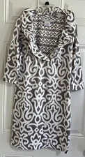 Gretchen Scott Dress Women’s XS Gray White 3/4 Sleeve Collared Ruffle Mini