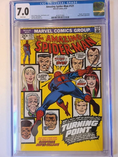 THE AMAZING SPIDER-MAN # 121 MARVEL 1973 CGC 7.0 KEY DEATH OF GWEN STACY WHITE P